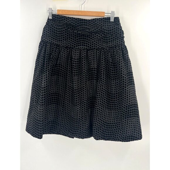 Anthropologie Maeve Women Size 6 Black Velvet Polka Dot Skirt - Picture 1 of 8